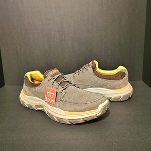 Skechers Respected Loleto Extra Wide Fit Memory Foam Orange And Gray Men Sneaker